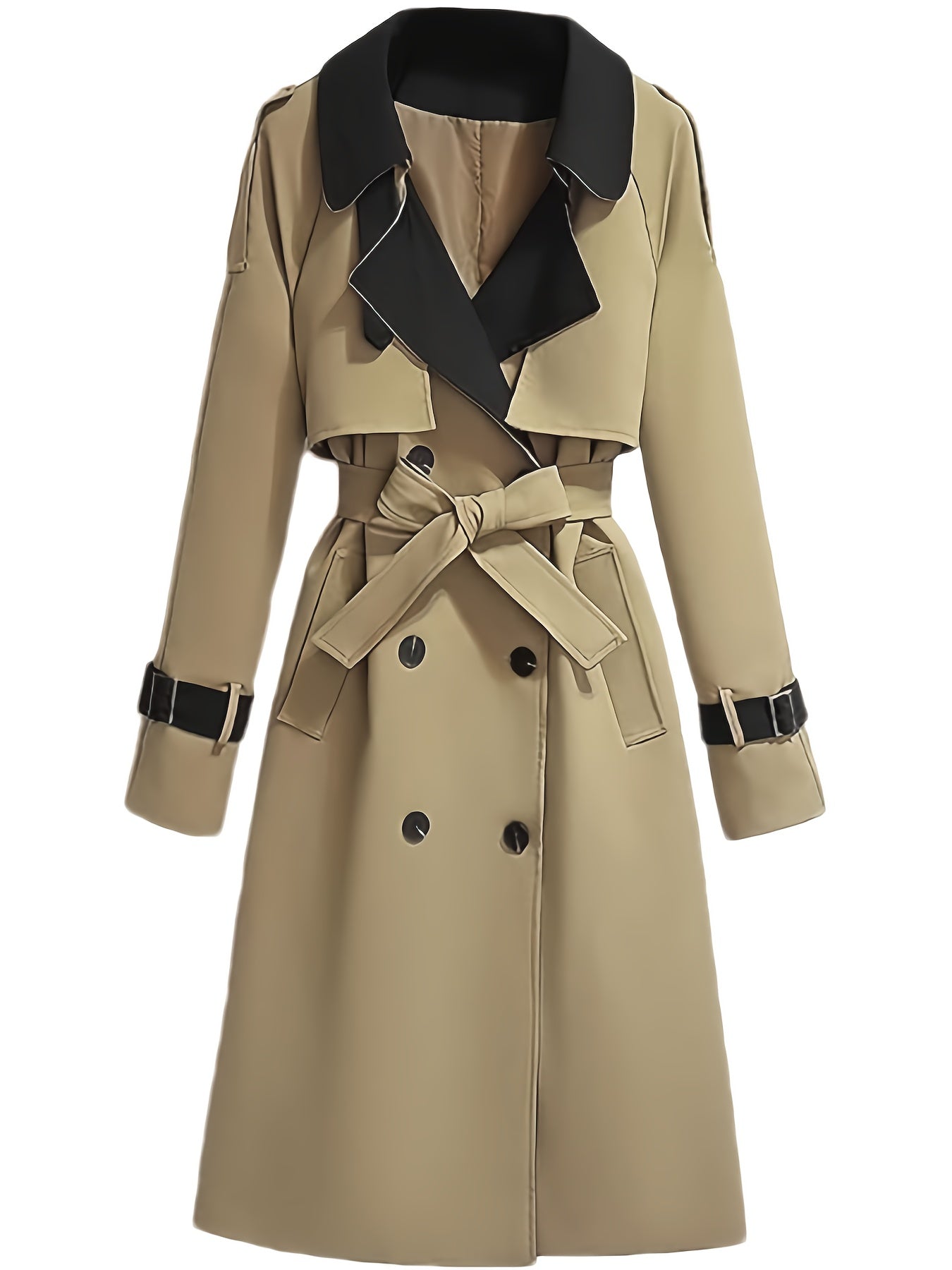 Plus Size, Women's Spring\u002FAutumn\u002FWinter Casual Elegant French-Style Trench Coat