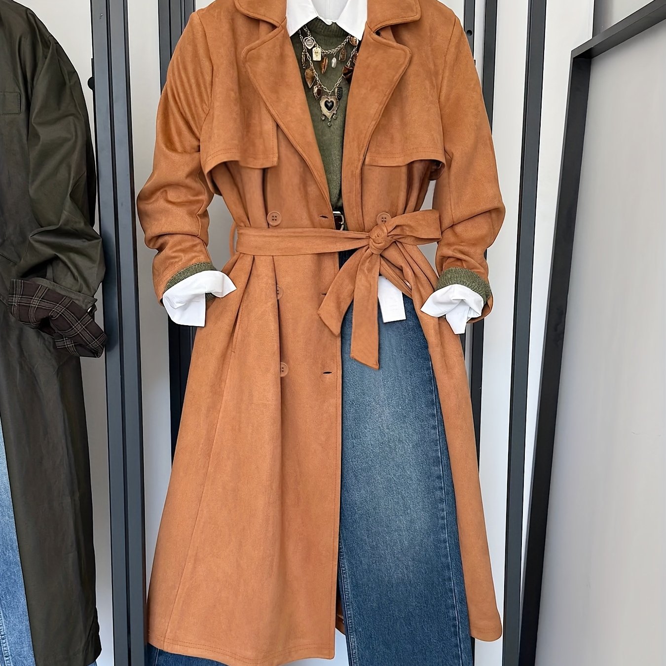 Plus Size - Plus Size - Women'S Vintage Trench Coat - Long Formal & Everyday Outerwear with Belted Waist