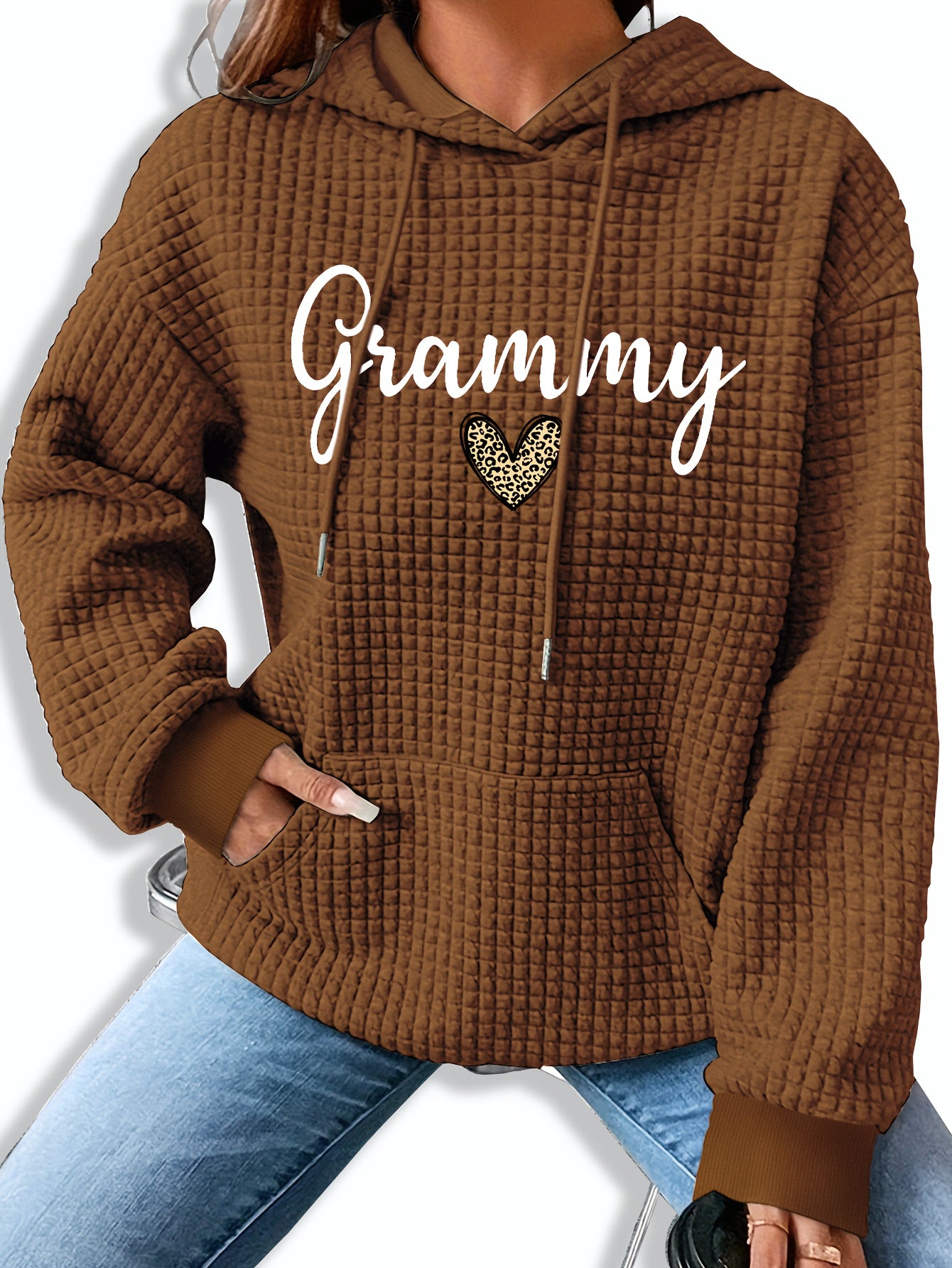 Women'S Casual Knit Hoodie with Kangaroo Pocket, Long Sleeve Drawstring Sweatshirt