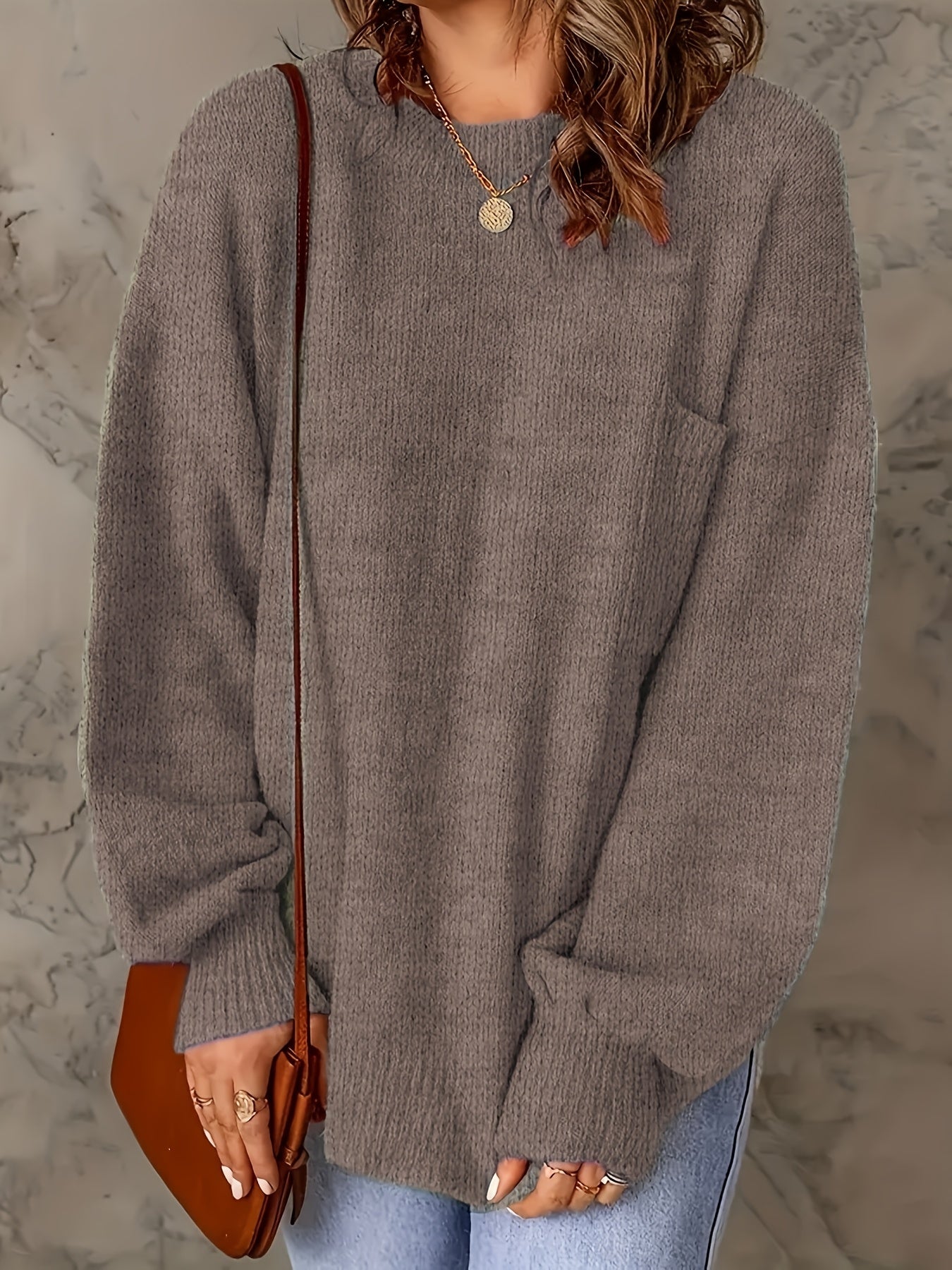 Elegant European-style Women's oversized pullover sweater - Soft and high-end