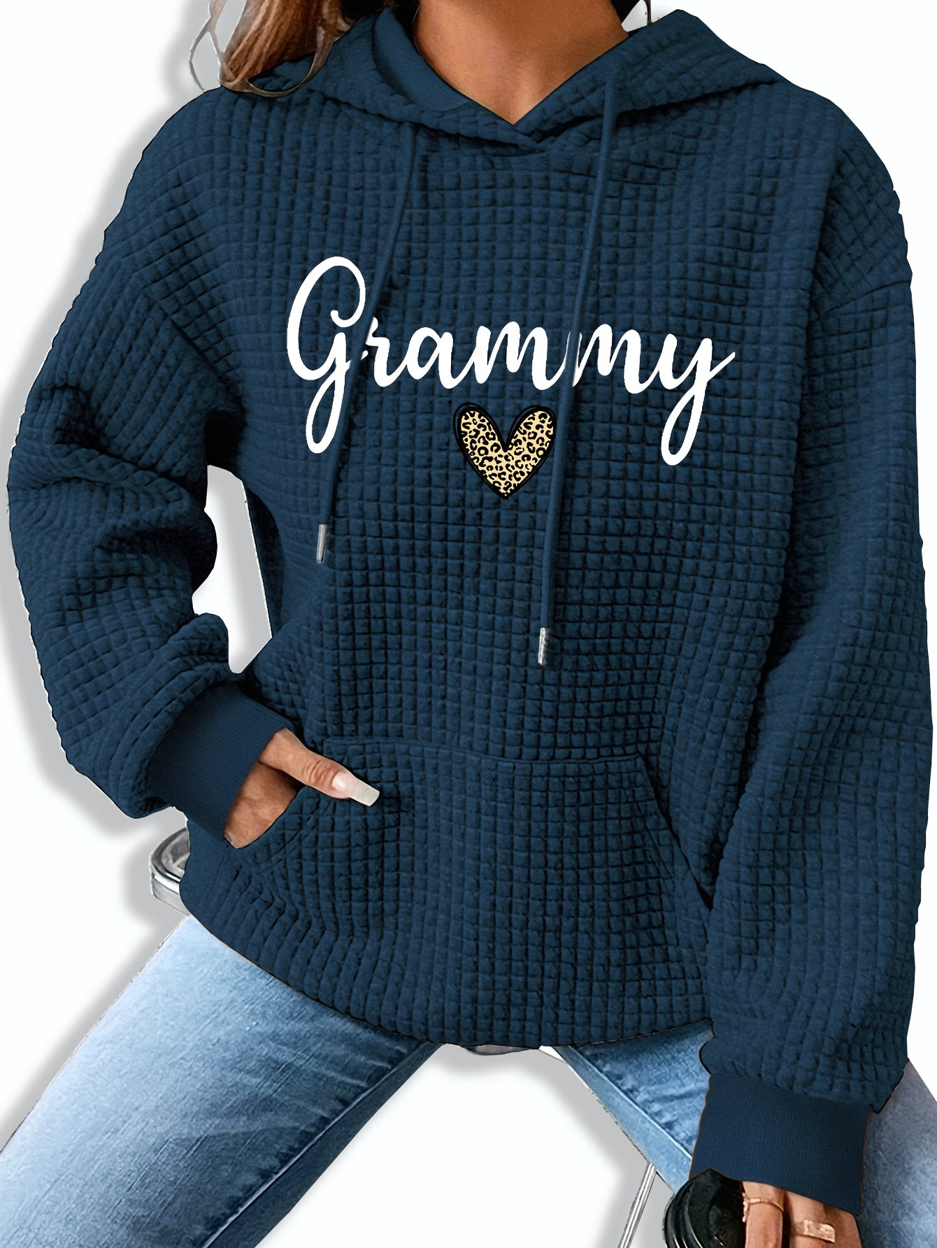 Women'S Casual Knit Hoodie with Kangaroo Pocket, Long Sleeve Drawstring Sweatshirt