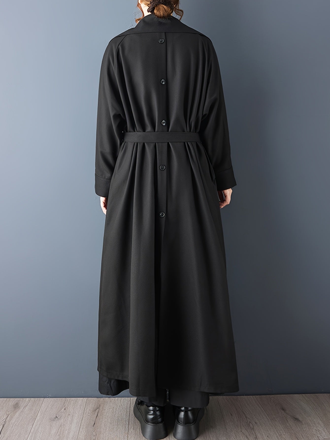 Women'S Elegant Long Trench Coat - Chic Office to Party Outerwear, Button-Front Closure, Structured Fit