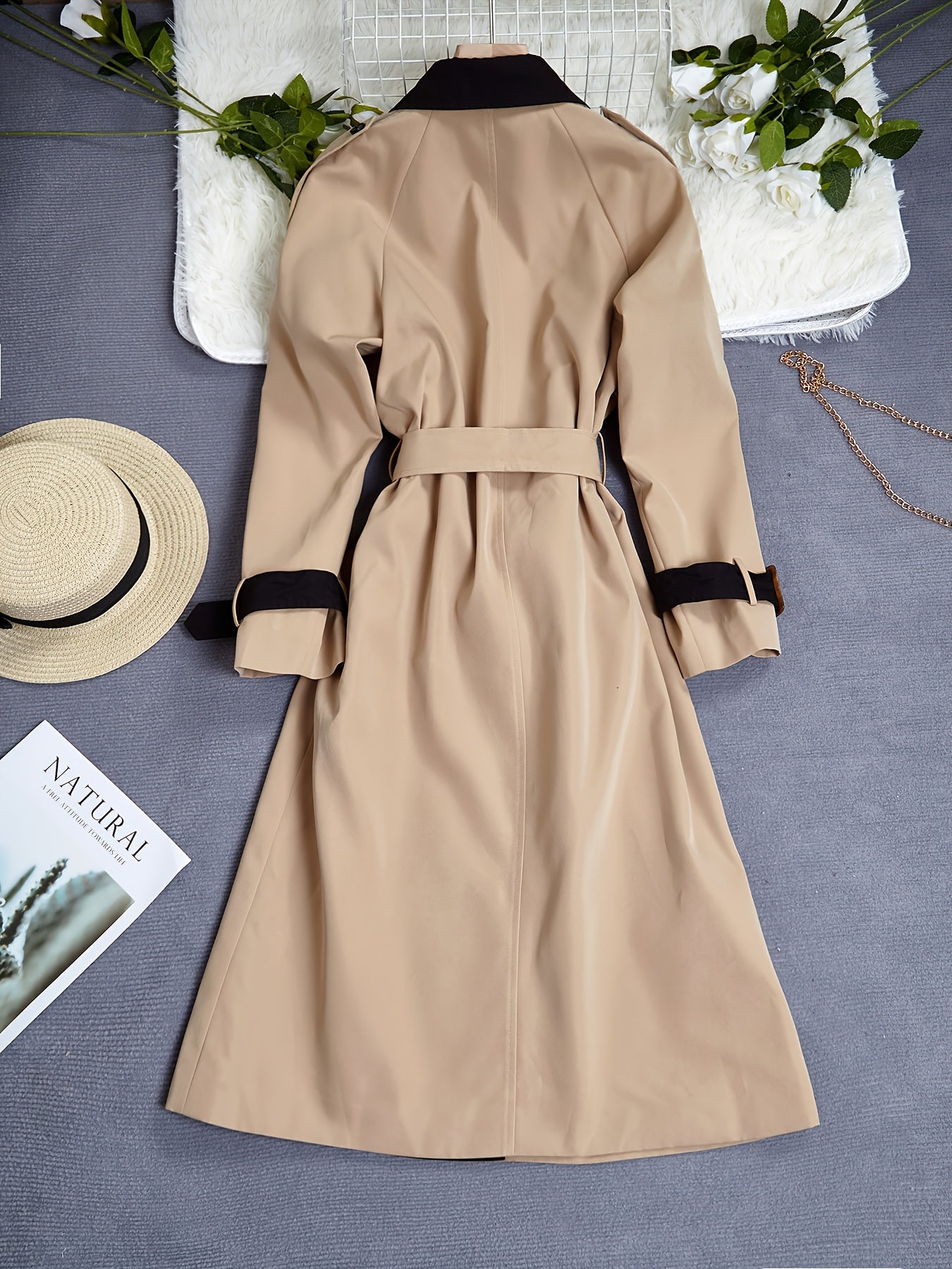Plus Size, Women's Spring\u002FAutumn\u002FWinter Casual Elegant French-Style Trench Coat