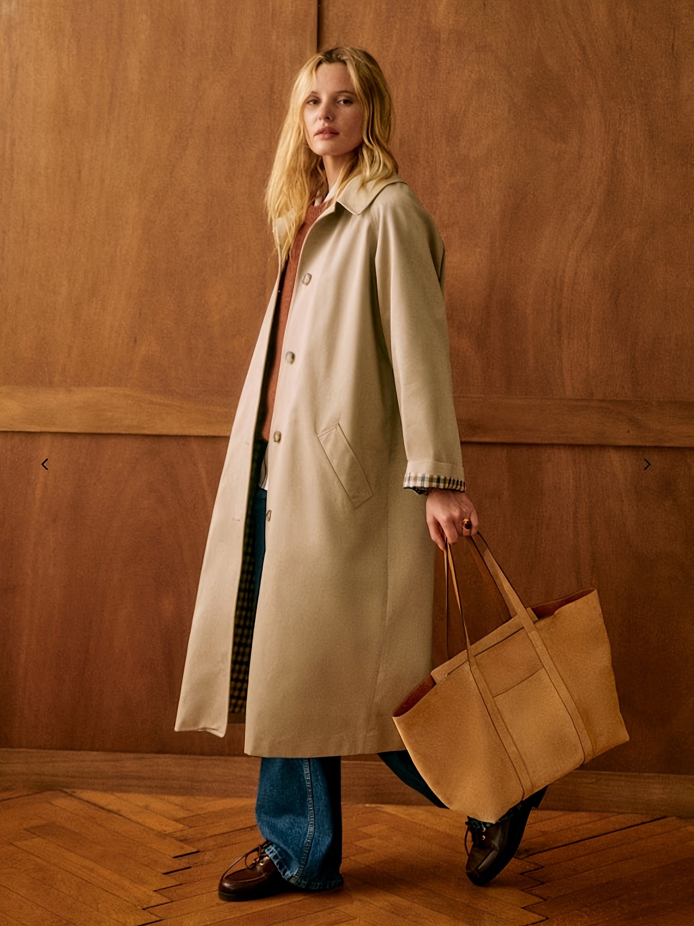 Elegant Trench Coat Elegant & Chic Women's Beige Trench Coat