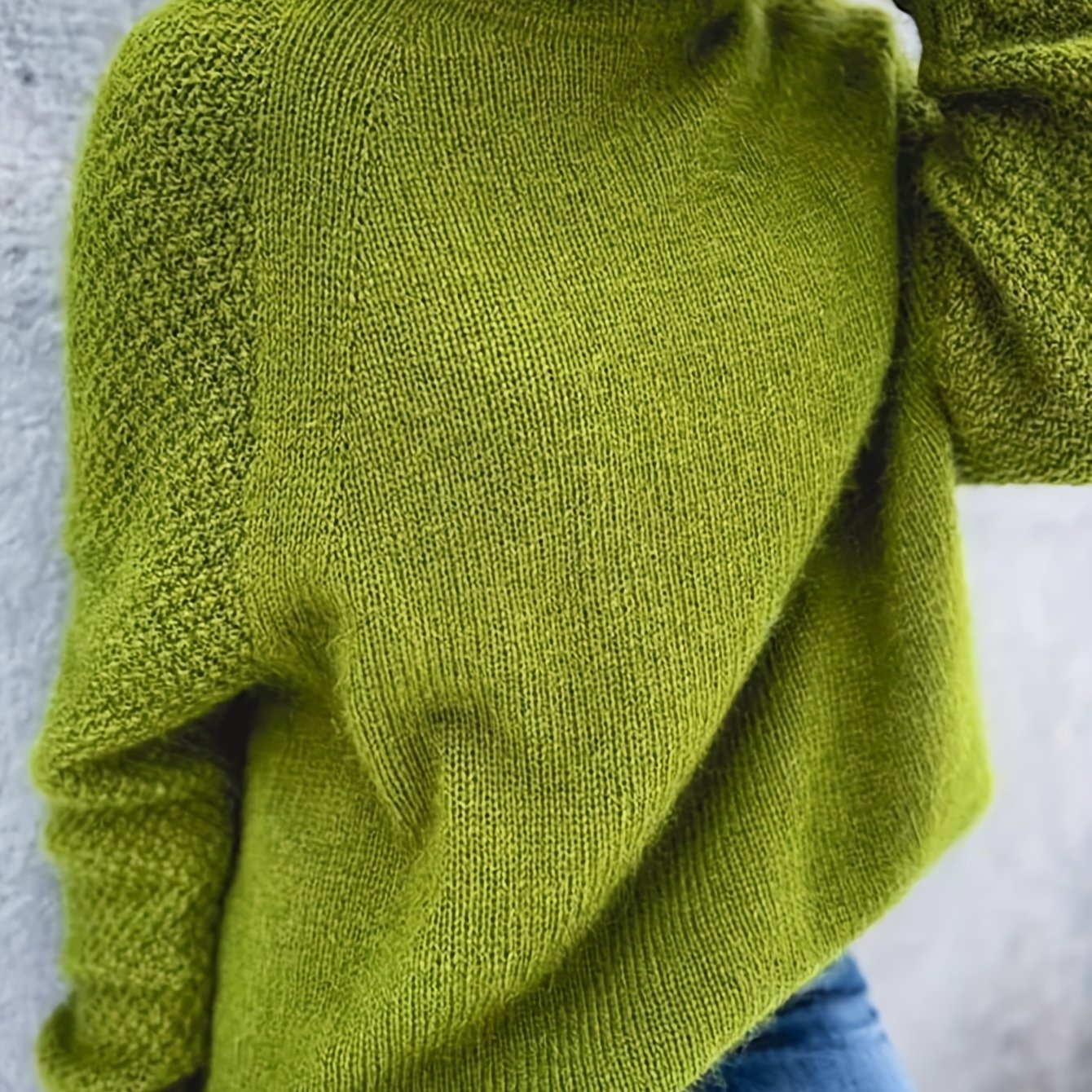 Plus Size - Women'S Fashion Casual Long-Sleeve Patchwork High-Neck Sweater