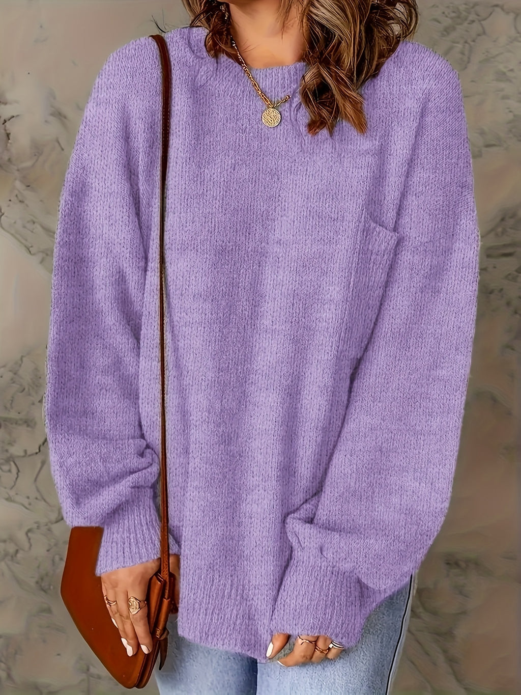 Elegant European-style Women's oversized pullover sweater - Soft and high-end
