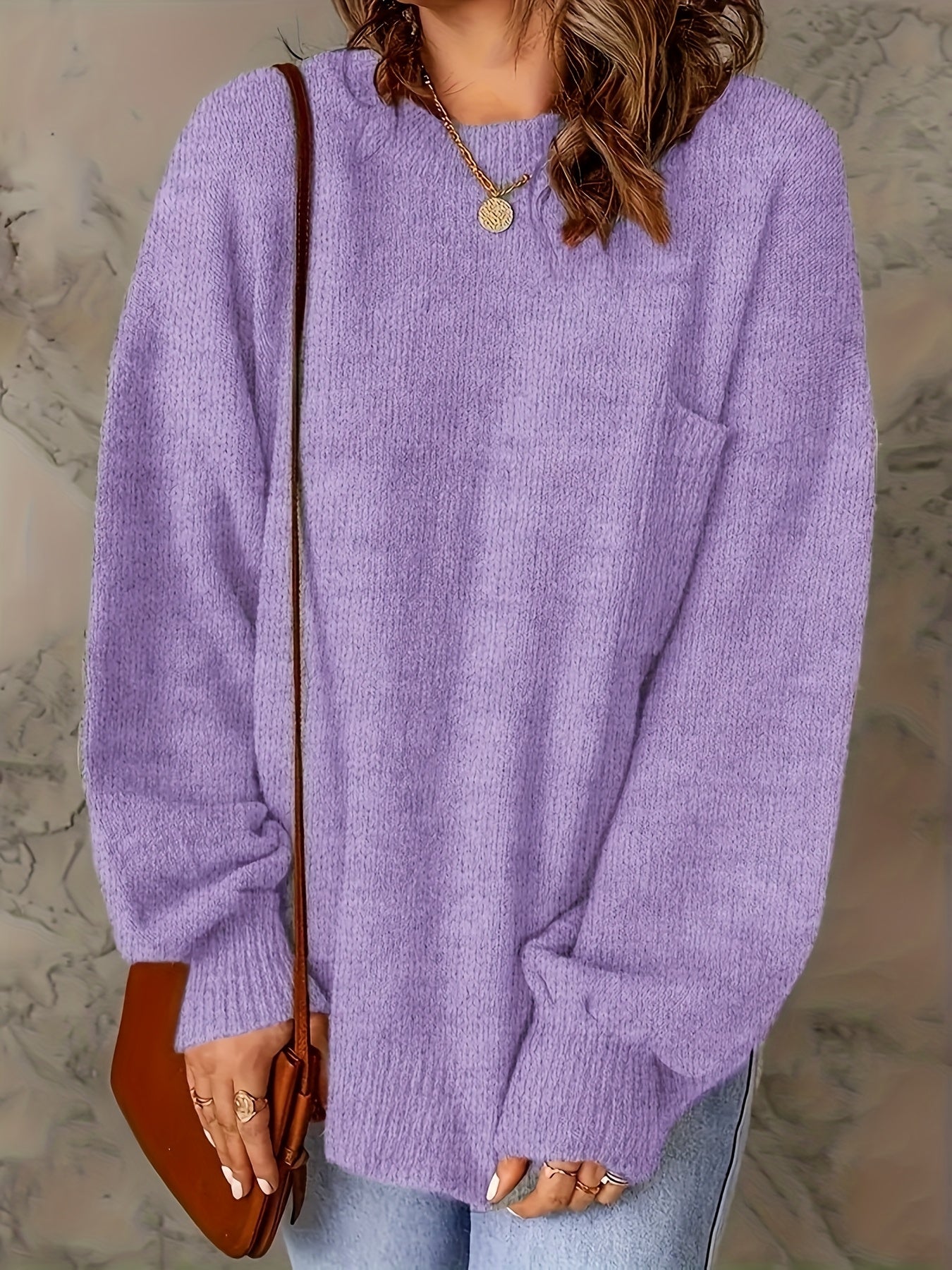 Elegant European-style Women's oversized pullover sweater - Soft and high-end