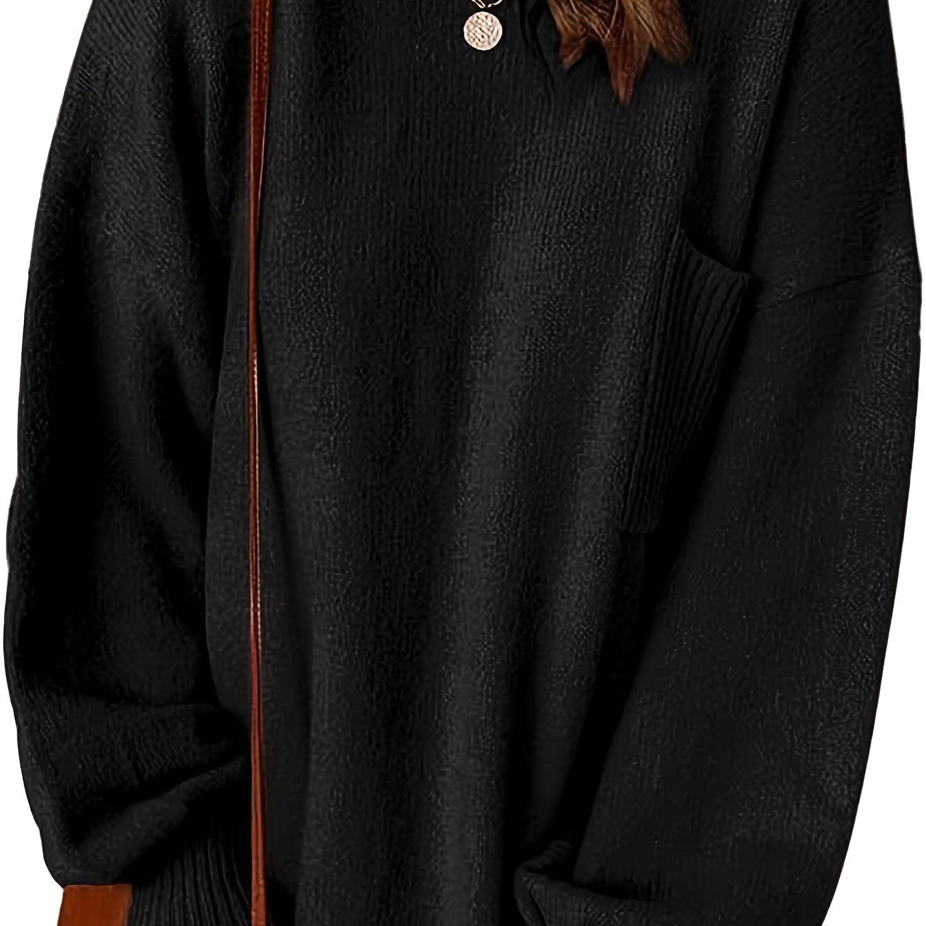 Elegant European-style Women's oversized pullover sweater - Soft and high-end