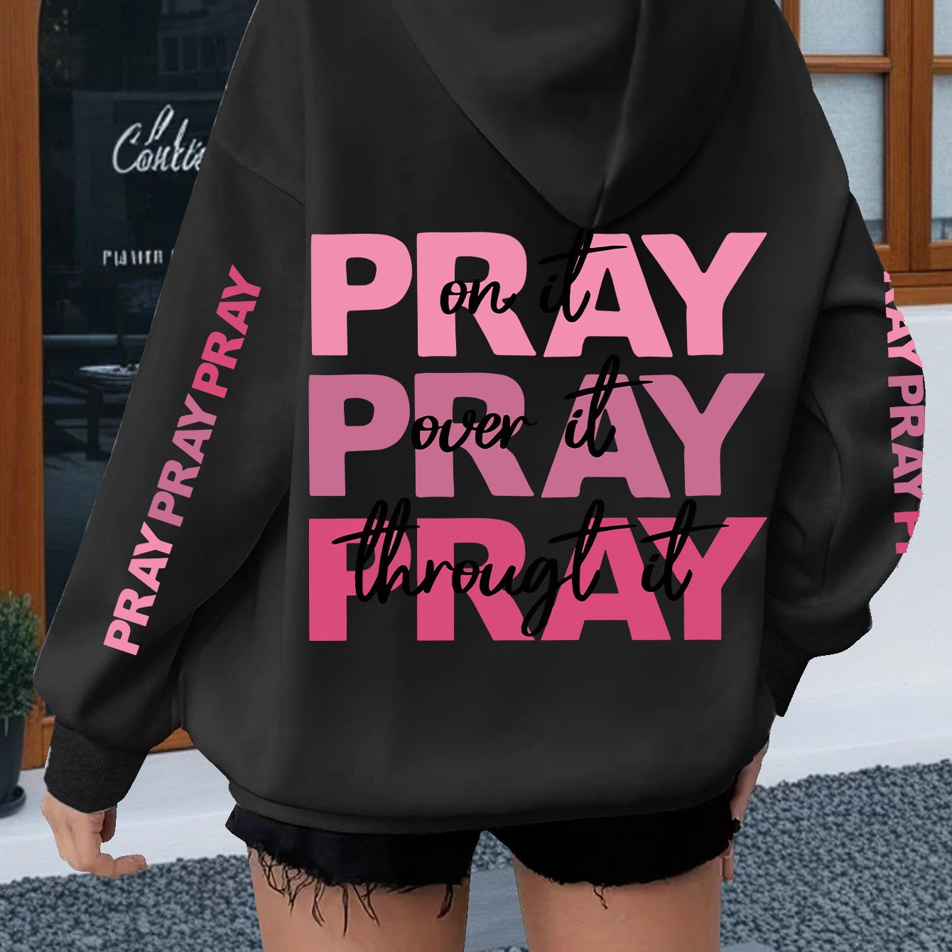 Women's Plus Size Oversized Hoodie with Inspirational \