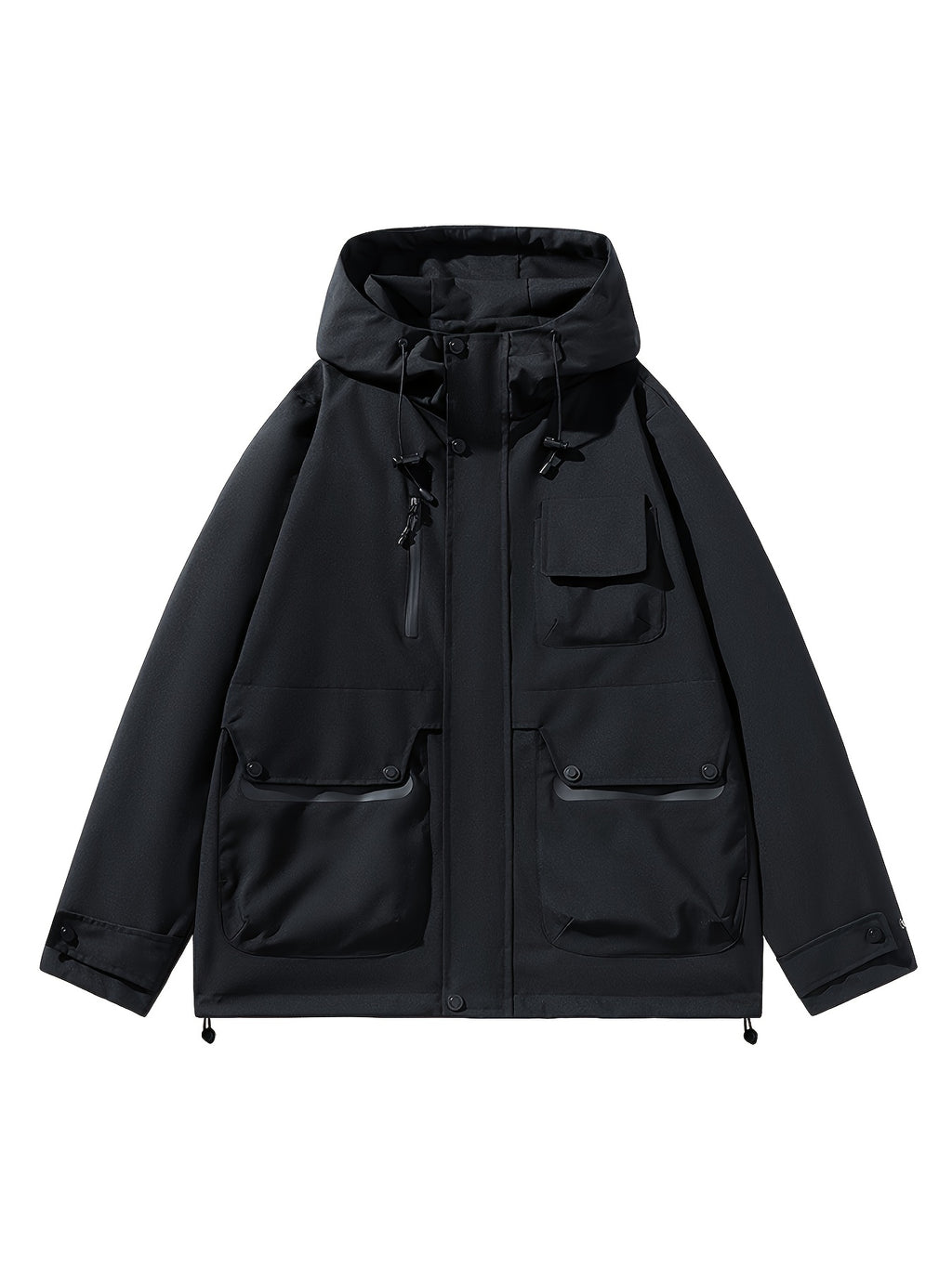 1pc Lightweight Windproof Jacket - Full-Zip Hooded Raincoat with Zippered Pockets