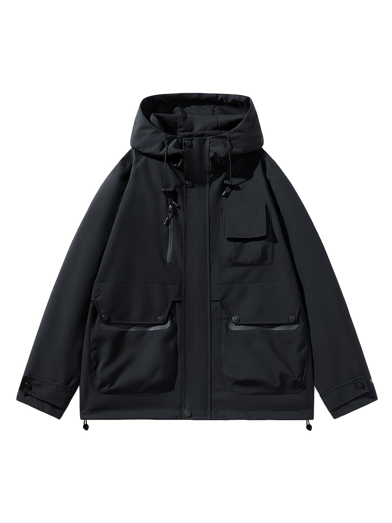 1pc Lightweight Windproof Jacket - Full-Zip Hooded Raincoat with Zippered Pockets