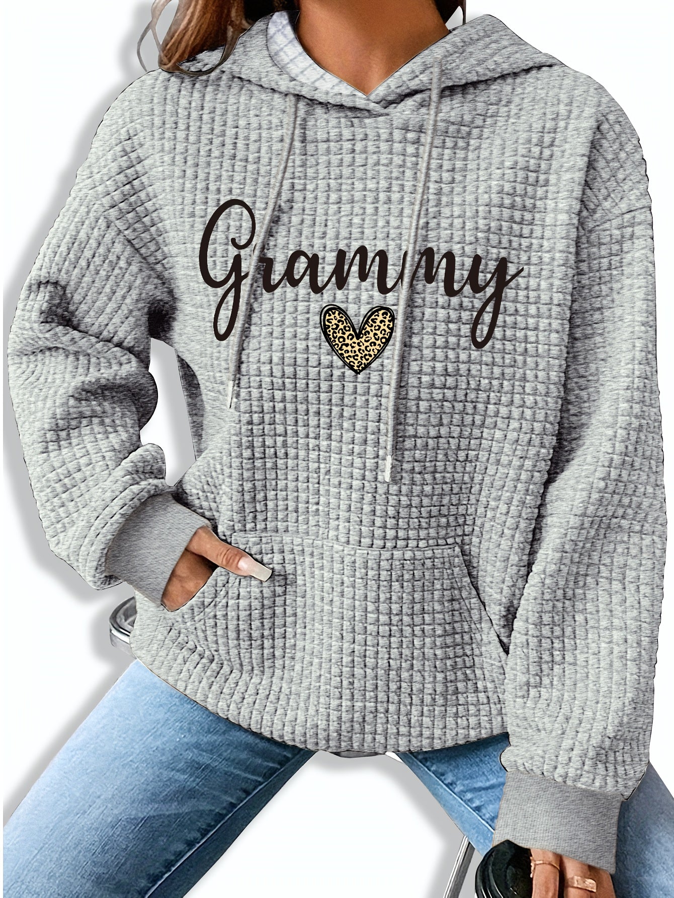 Women'S Casual Knit Hoodie with Kangaroo Pocket, Long Sleeve Drawstring Sweatshirt