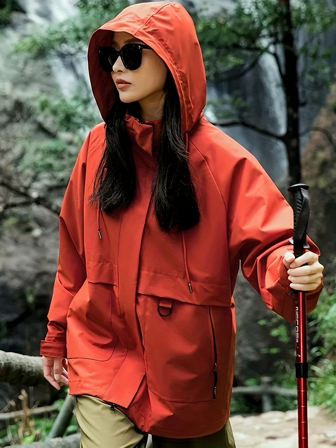 Women's Heavy-Duty Windproof Winter Jacket - Full-Zip Outdoor Windbreaker Coat with Hood Compatibility