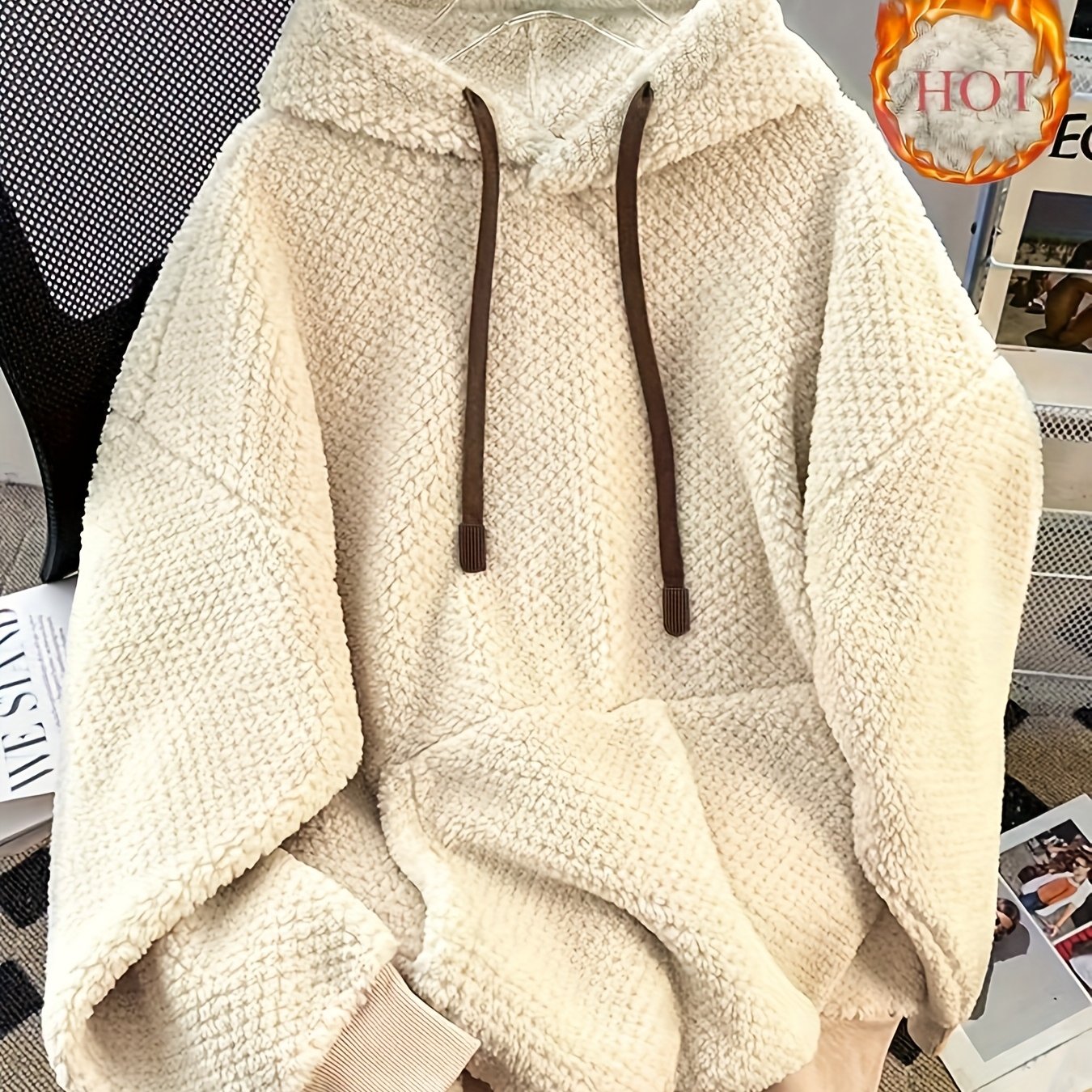 Plus Size - Plus Size Women'S Hooded Sweatshirt | Casual Pullover with Drawstring, Loose Fit, Rib