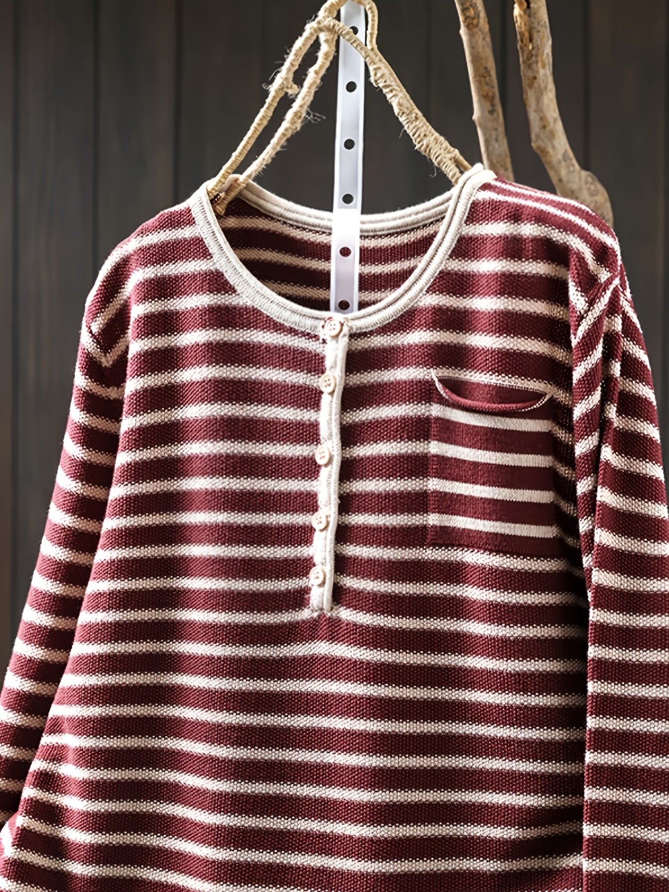 Cozy Plus Size Sweater Plus Size Women's Casual Striped Color-Block Long Sleeve Sweater