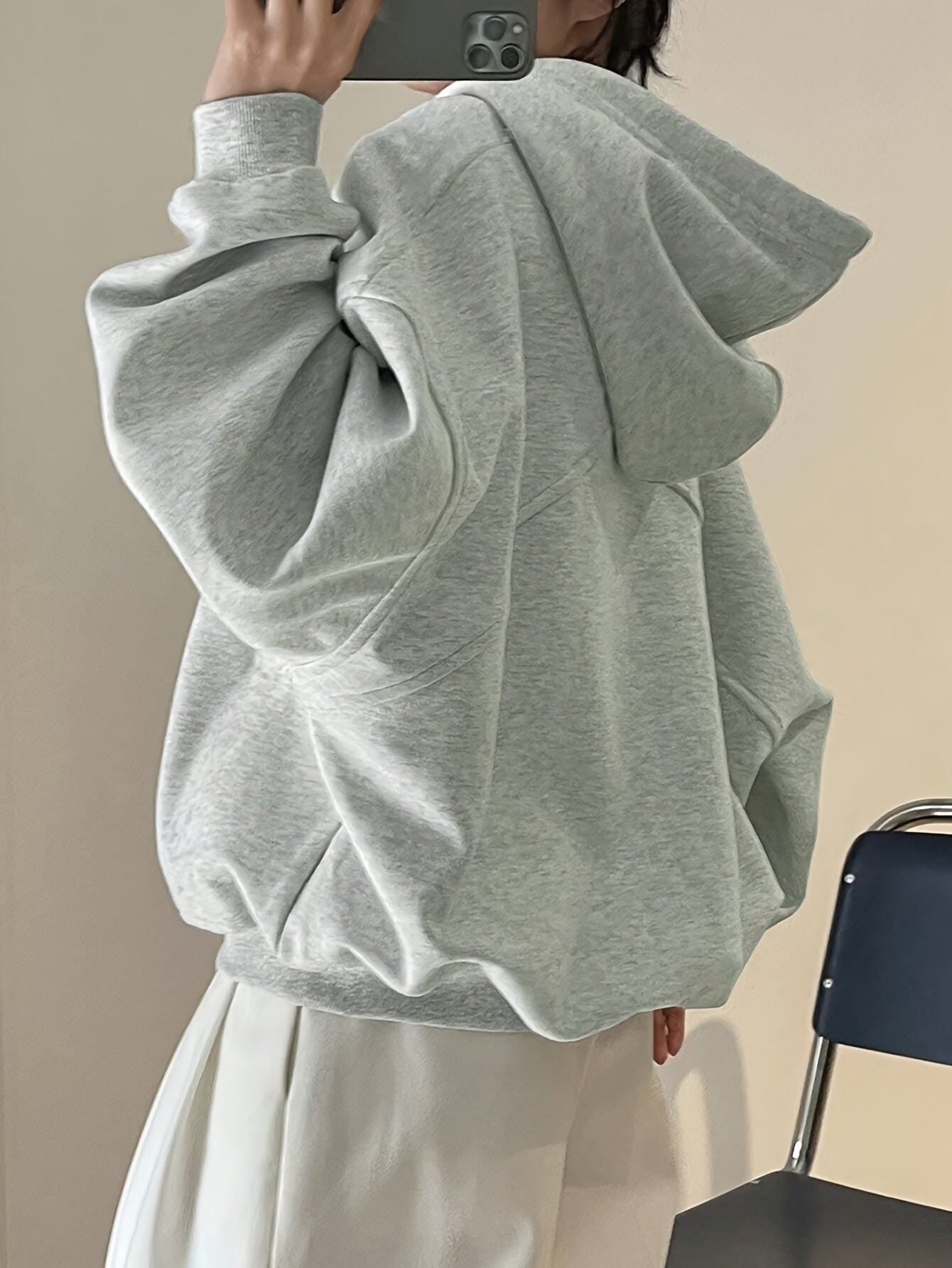 Plus Size, Cross-Border New Solid Color Zipper Hooded Drawstring Plus Size Sweatshirt, Winter Clothing