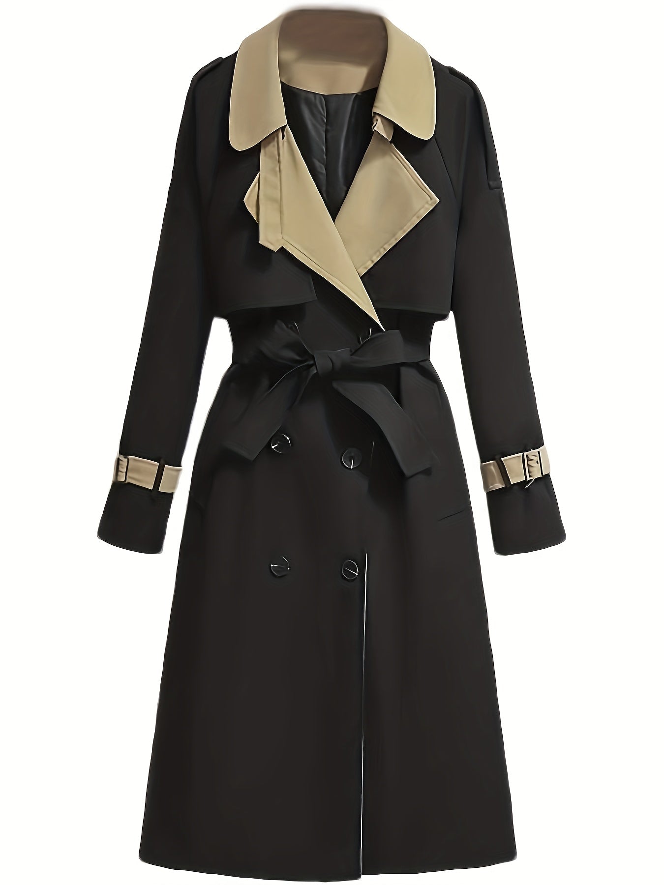 Plus Size, Women's Spring\u002FAutumn\u002FWinter Casual Elegant French-Style Trench Coat