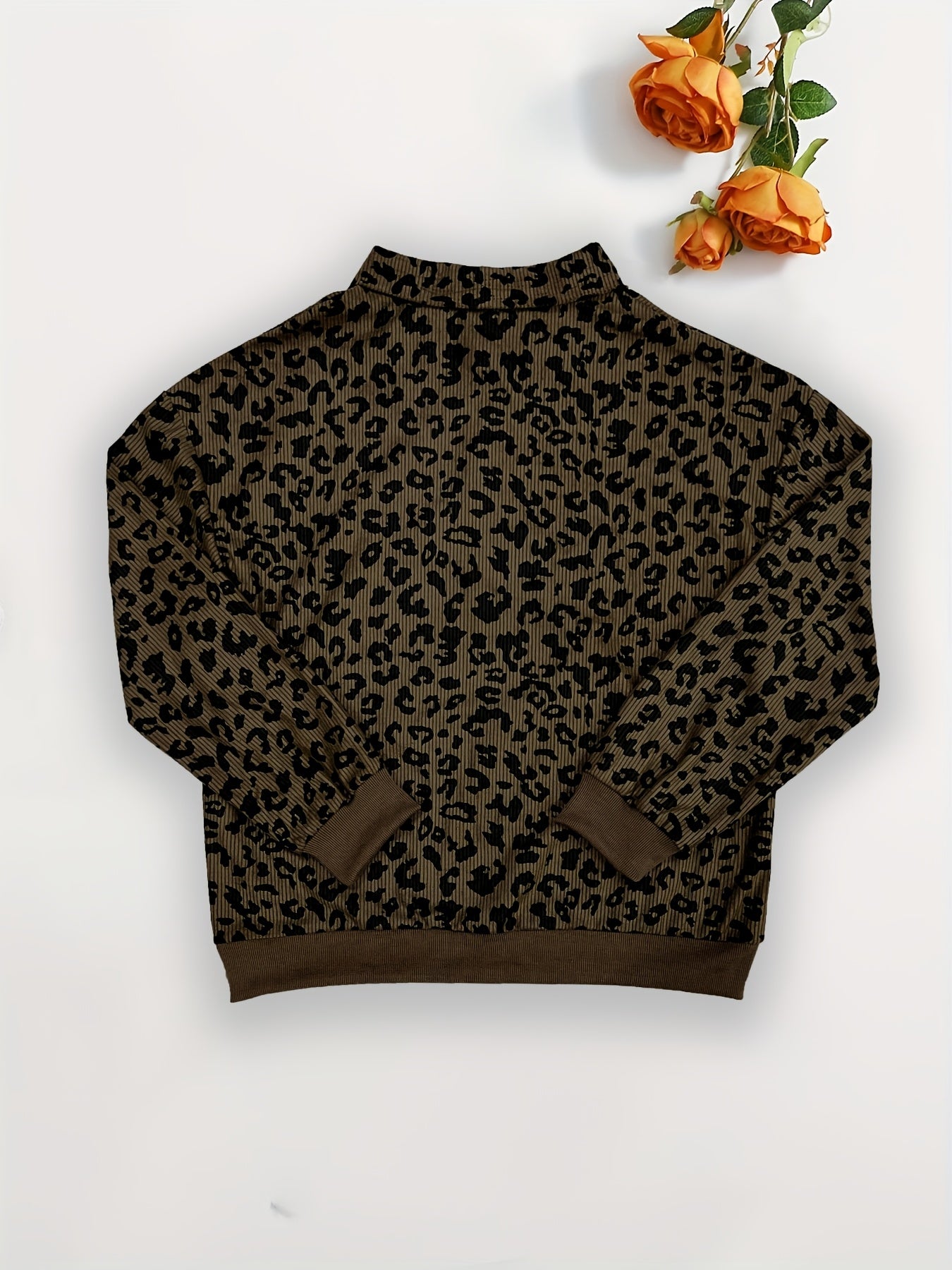 Leopard Print Hoodie Leopard Print Women's Casual Zip-Up Hoodie - Long Sleeve, Loose Fit