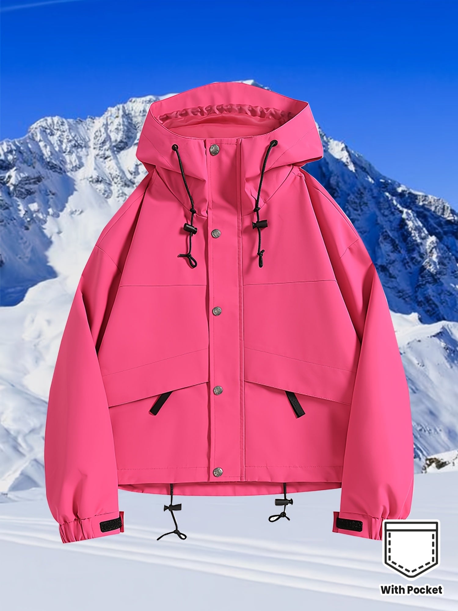 Women's Lightweight Hooded Jacket with Full-Zip Front & Zippered Pockets - Loose-Fit Long Sleeve Outdoor Coat for