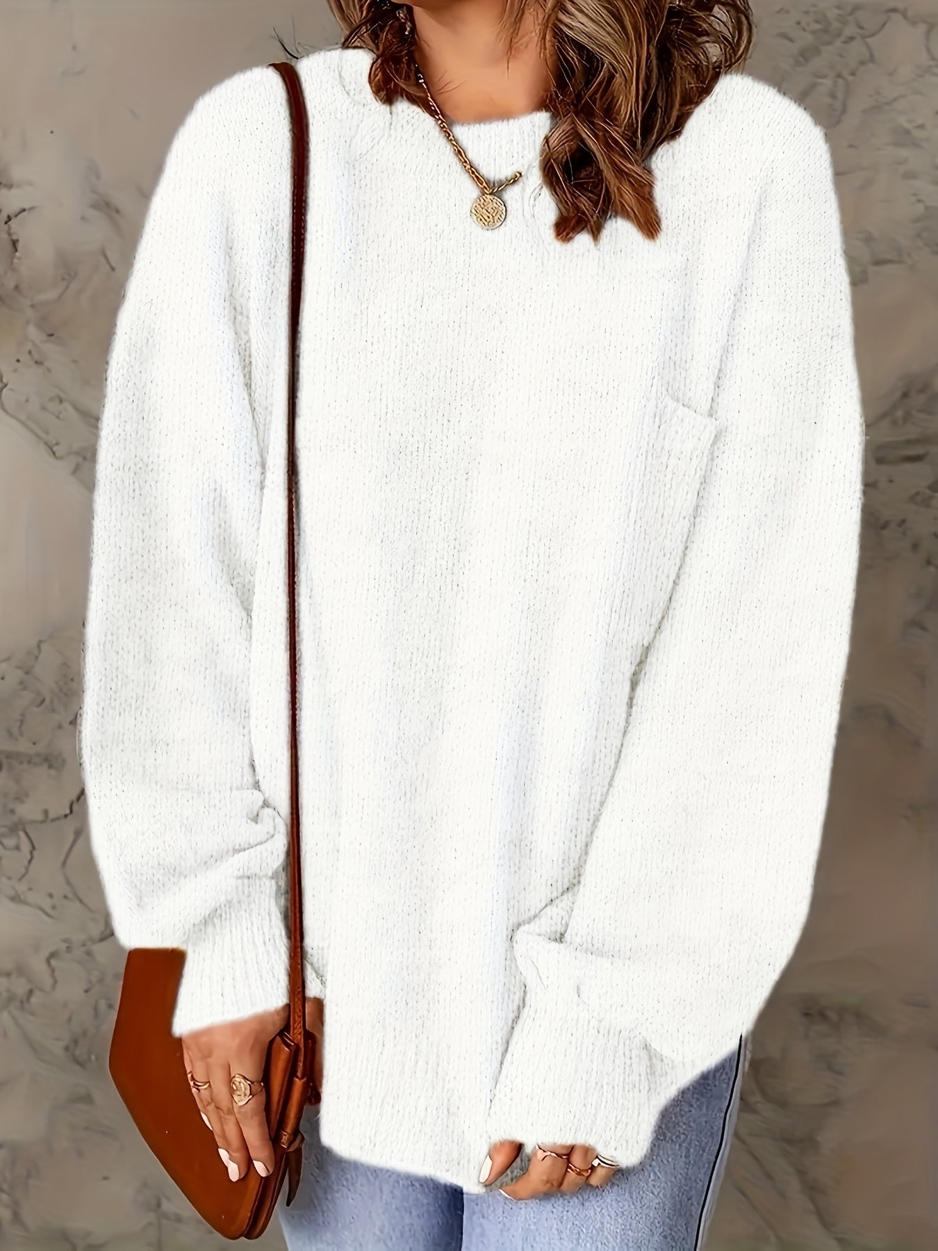 Elegant European-style Women's oversized pullover sweater - Soft and high-end