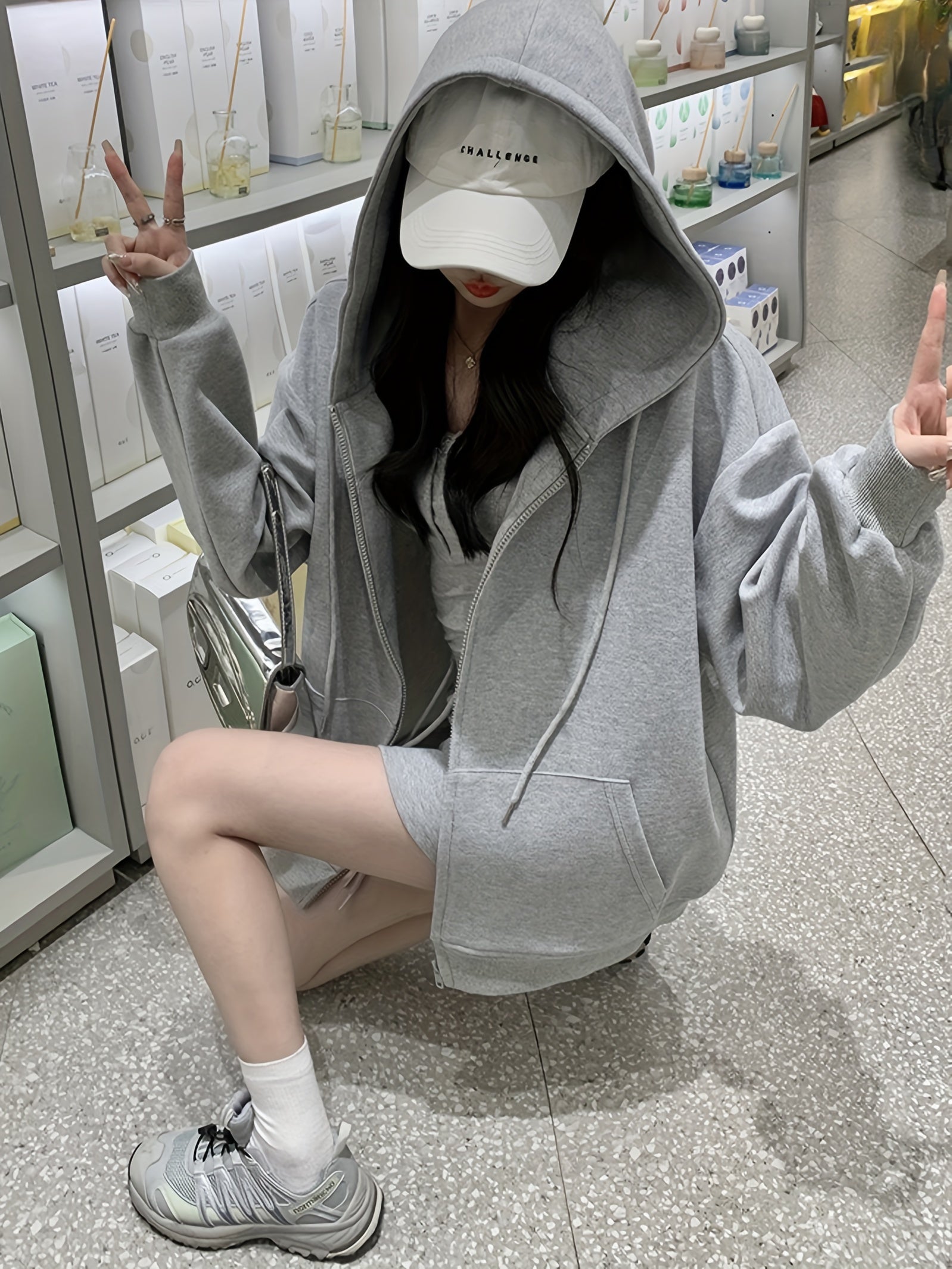 Women's Casual Loose-Fit Zip-Up Hoodie - Longline Oversized Sweatshirt with Front Zipper