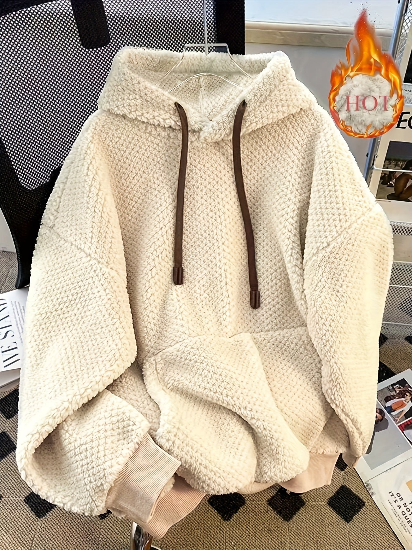 Plus Size - Plus Size Women'S Hooded Sweatshirt | Casual Pullover with Drawstring, Loose Fit, Rib