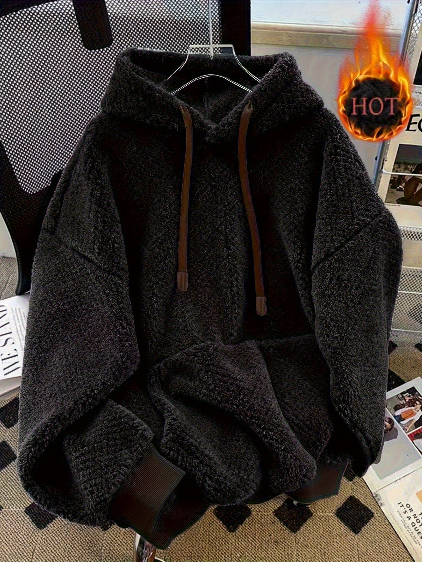 Plus Size - Plus Size Women'S Hooded Sweatshirt | Casual Pullover with Drawstring, Loose Fit, Rib