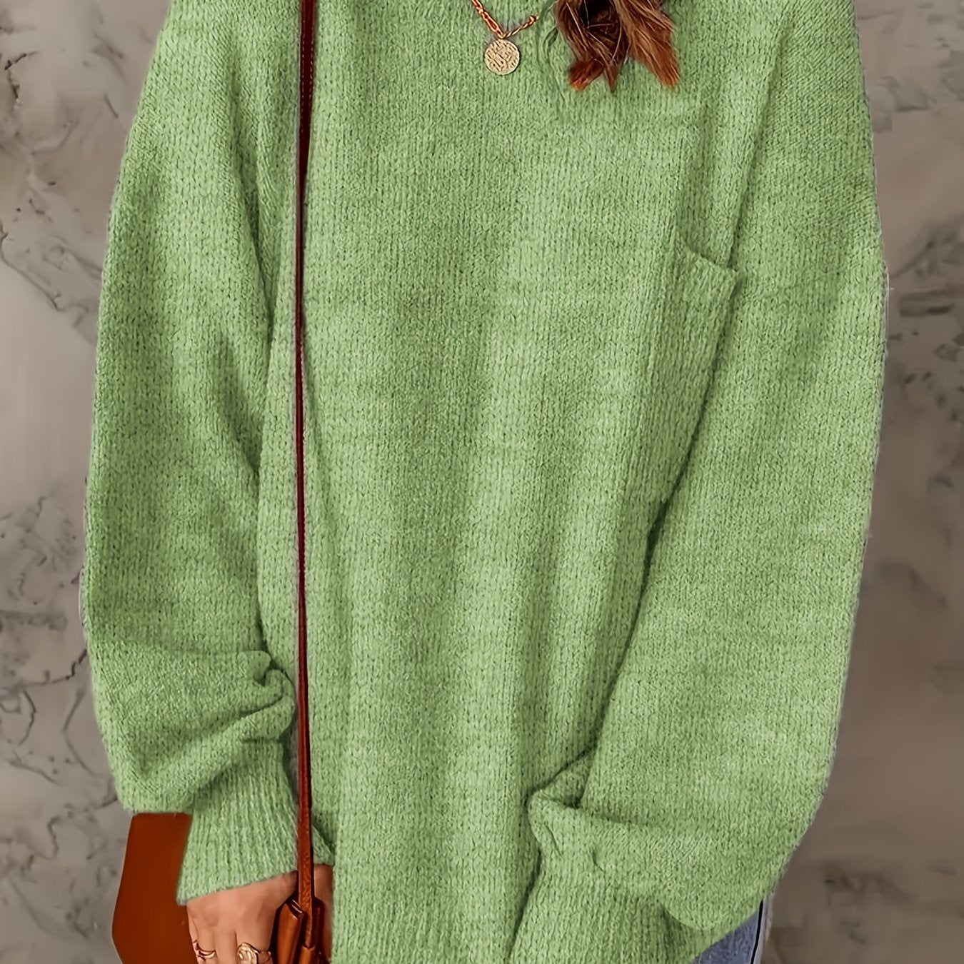Elegant European-style Women's oversized pullover sweater - Soft and high-end