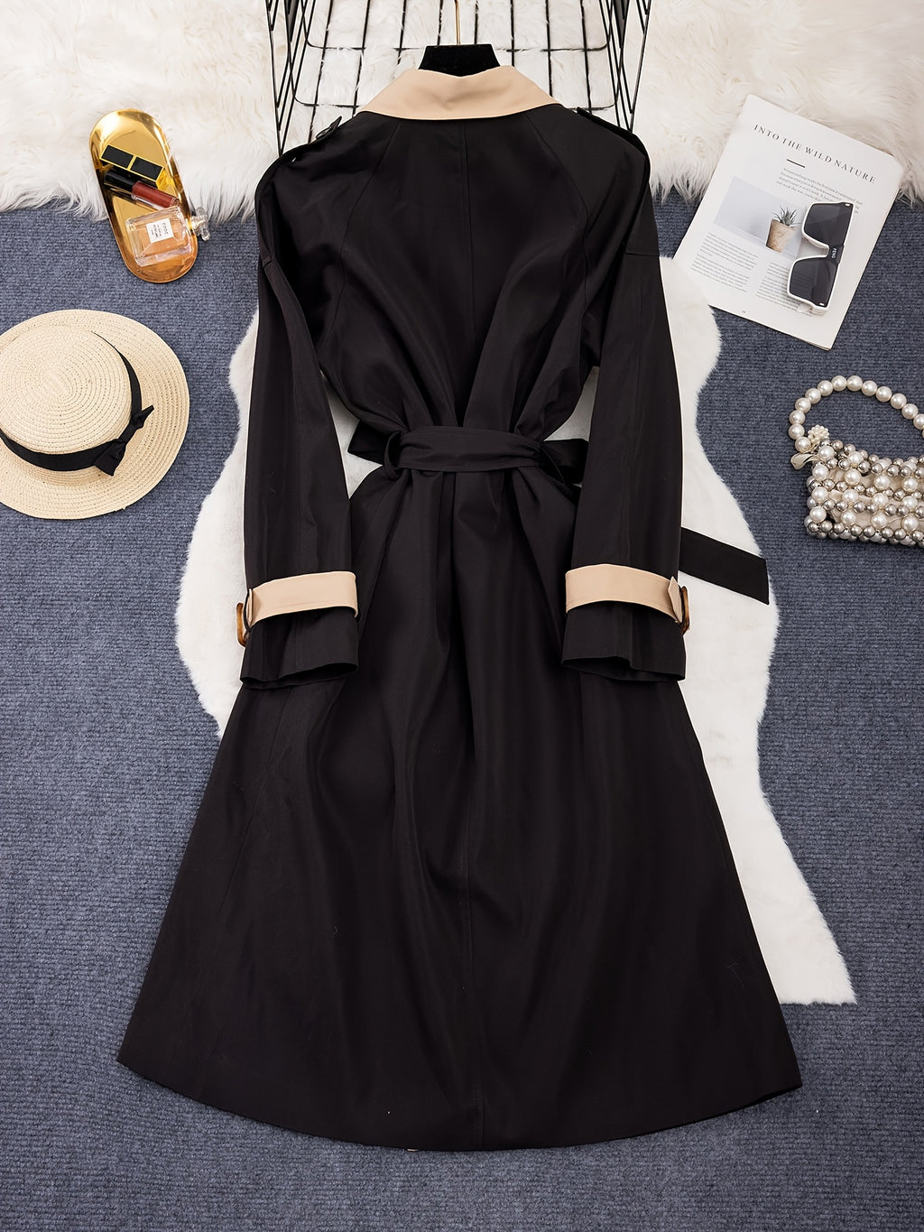 Plus Size, Women's Spring\u002FAutumn\u002FWinter Casual Elegant French-Style Trench Coat