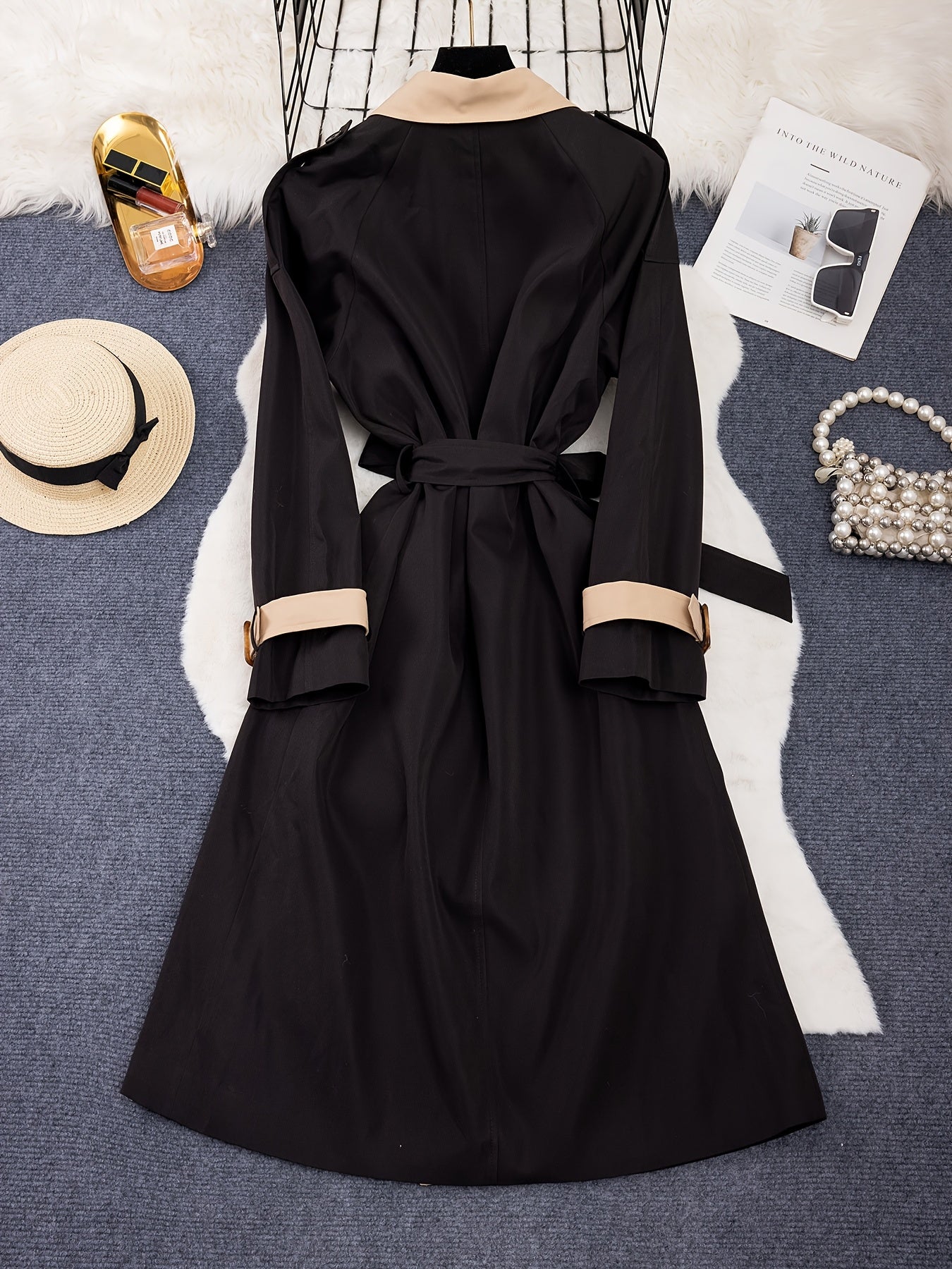 Plus Size, Women's Spring\u002FAutumn\u002FWinter Casual Elegant French-Style Trench Coat