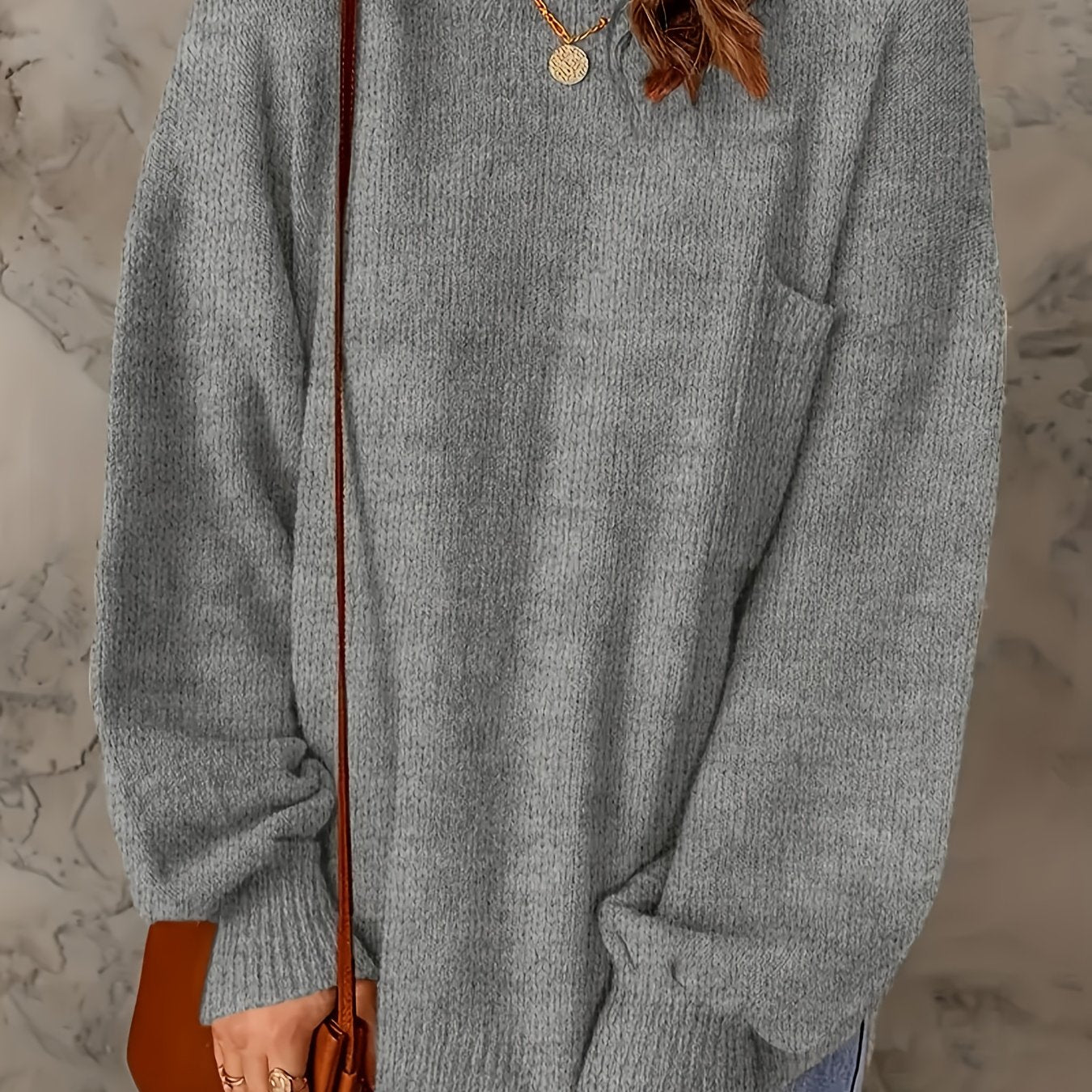 Elegant European-style Women's oversized pullover sweater - Soft and high-end