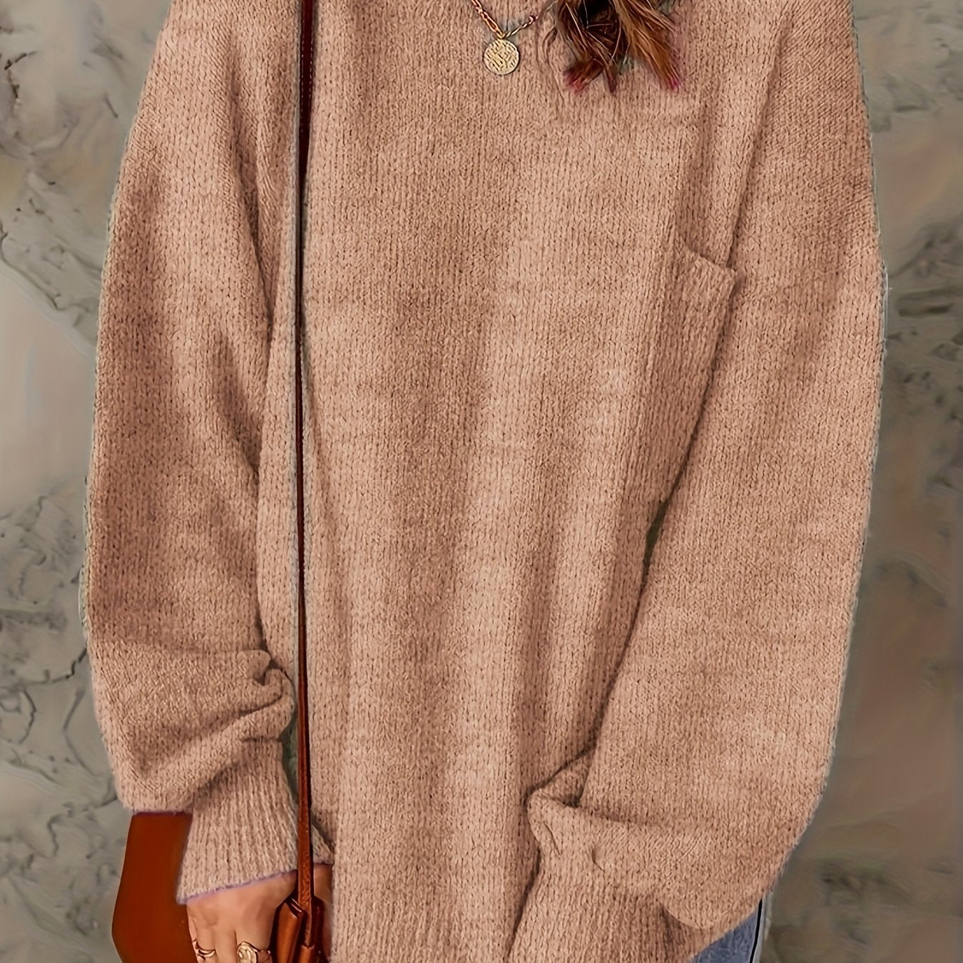 Elegant European-style Women's oversized pullover sweater - Soft and high-end