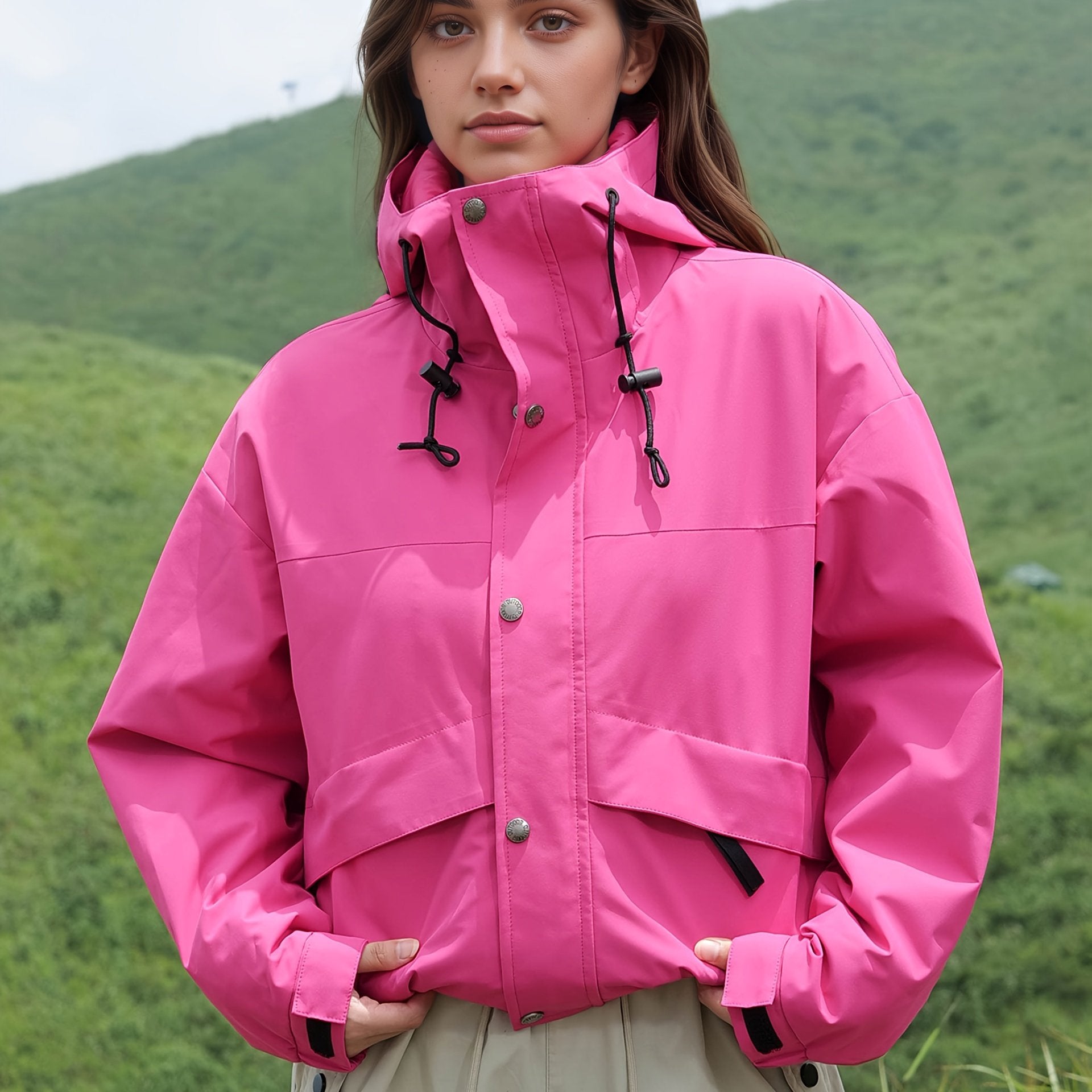 Kesixsty Women's Hooded Outdoor Windbreaker Jacket - Full-Zip Winter Coat with Full-Zip Front