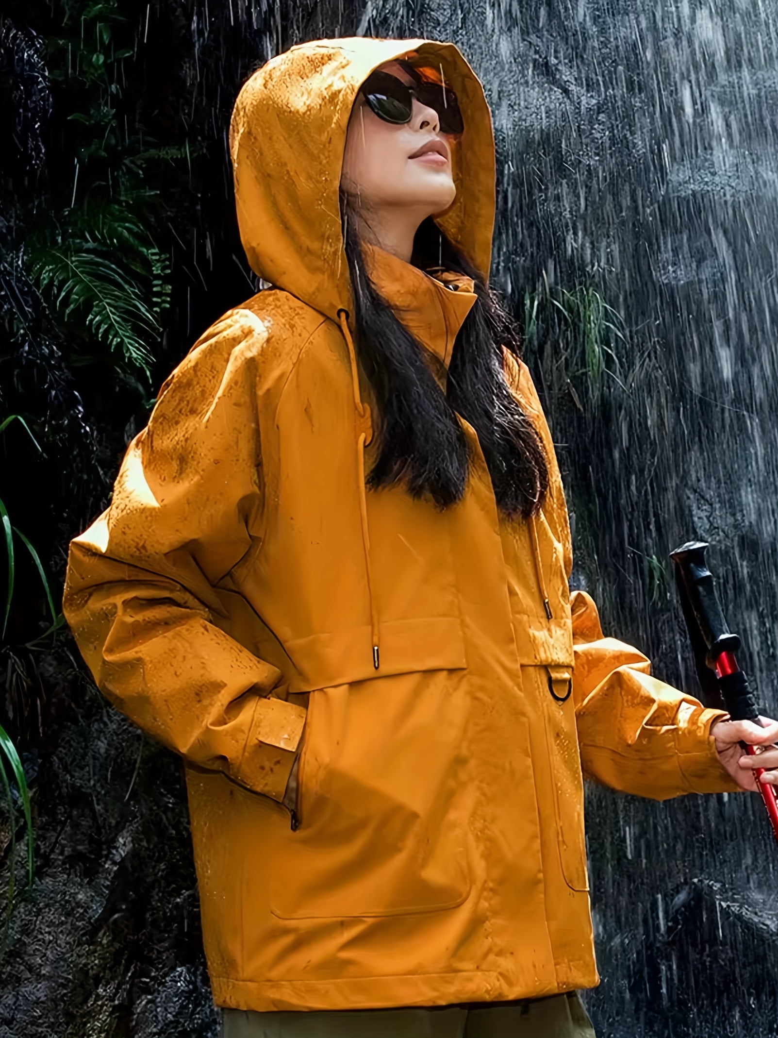 Women's Heavy-Duty Windproof Winter Jacket - Full-Zip Outdoor Windbreaker Coat with Hood Compatibility