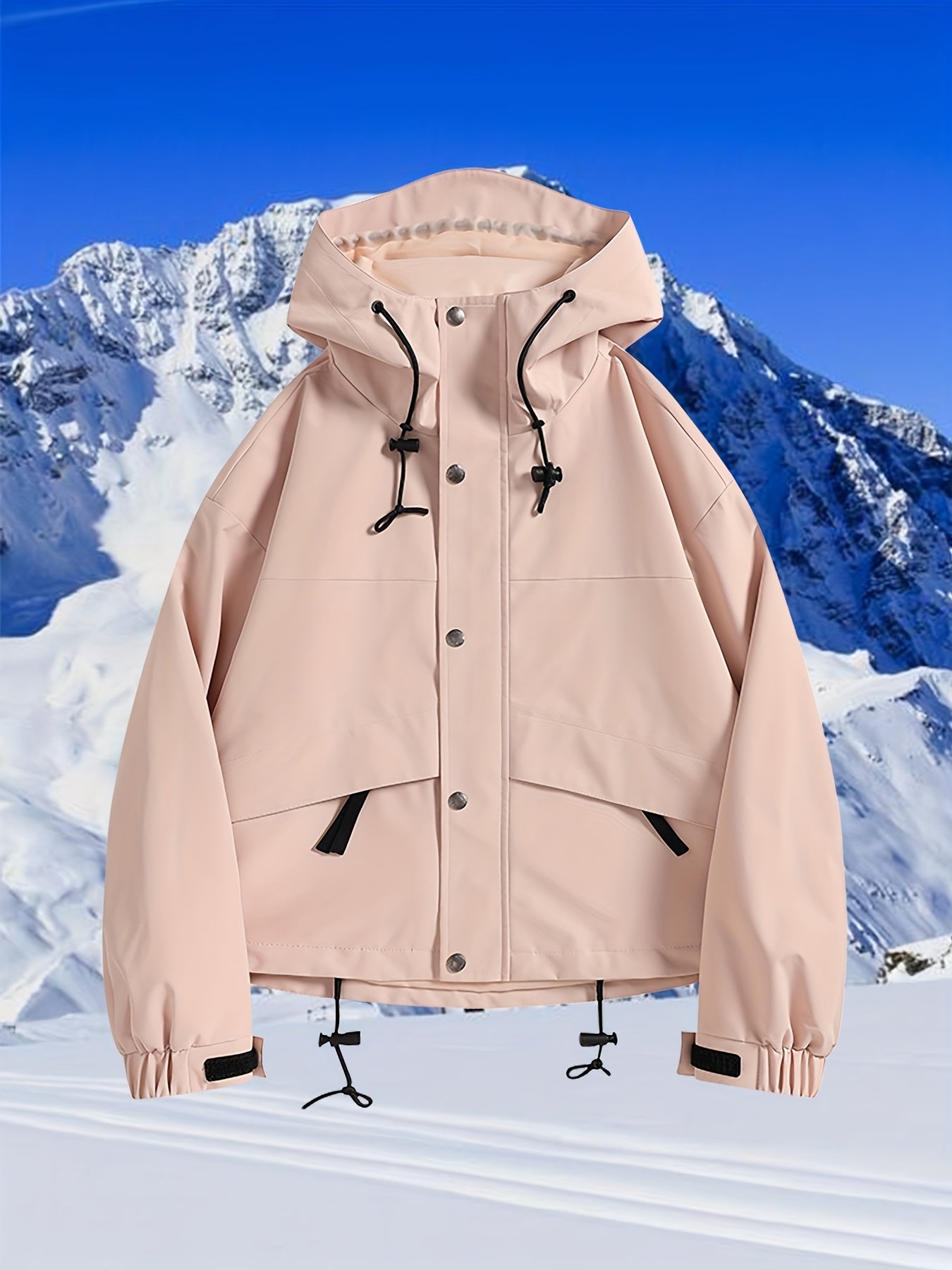 Women's Lightweight Hooded Jacket with Full-Zip Front & Zippered Pockets - Loose-Fit Long Sleeve Outdoor Coat for