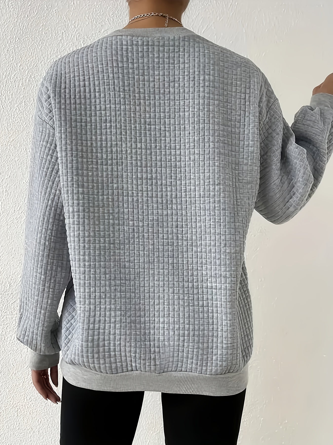 Plus Size Waffle Sweatshirt Cozy Plus Size Women's Waffle Sweatshirt - Festive Santa Hat & \