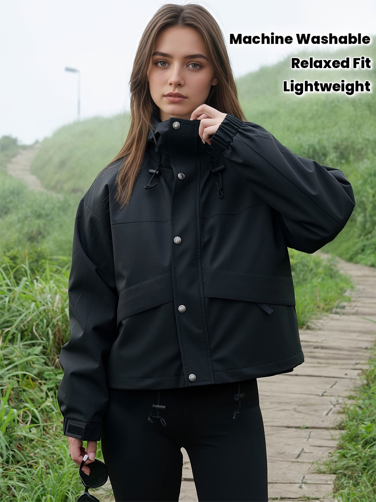 Kesixsty Women's Hooded Outdoor Windbreaker Jacket - Full-Zip Winter Coat with Full-Zip Front